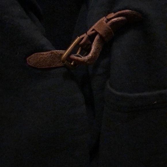 RALPH LAUREN(NWT)-NAVY COTTON LEATHER TOGGLE JKT - Picture 4 of 5